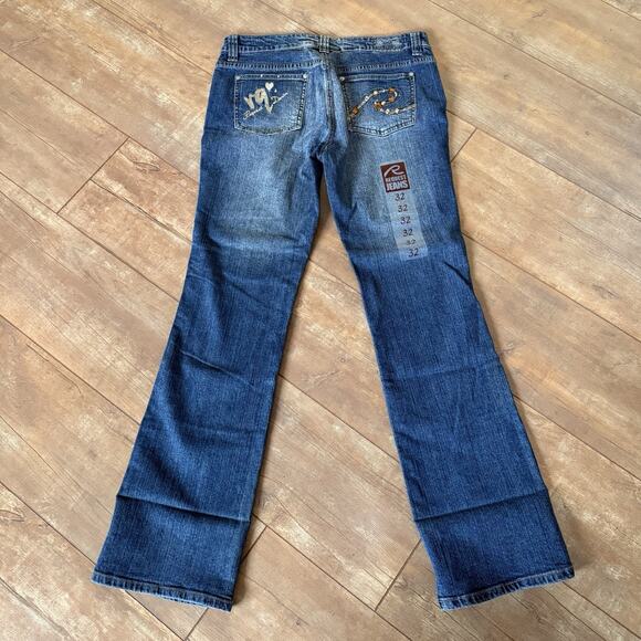 NWT Request Jeans 32 Bootcut Rhinestone Bling Pockets Stretch Denim Mid Rise - Picture 3 of 11